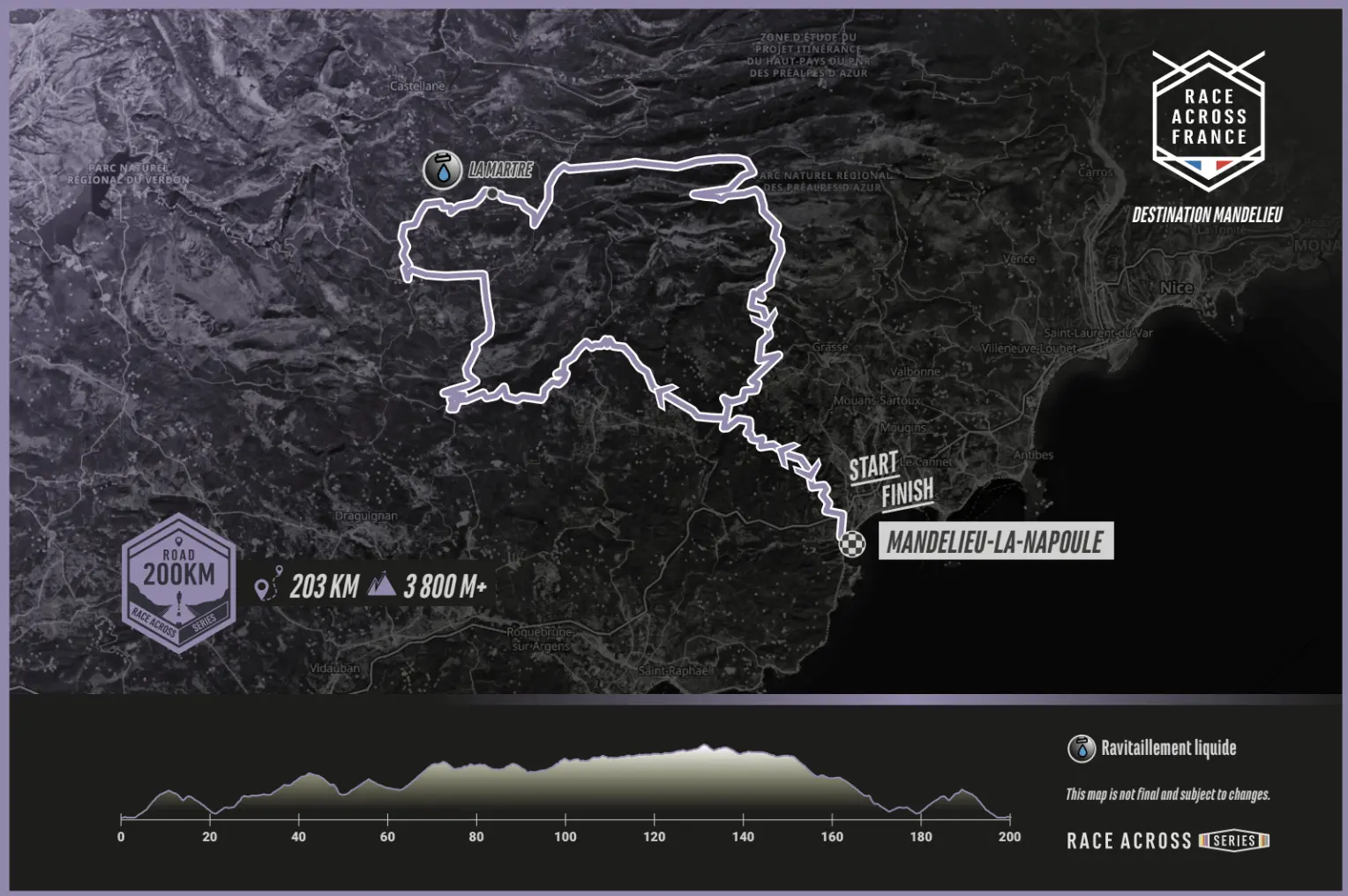 Parcours Race Across France 200 km