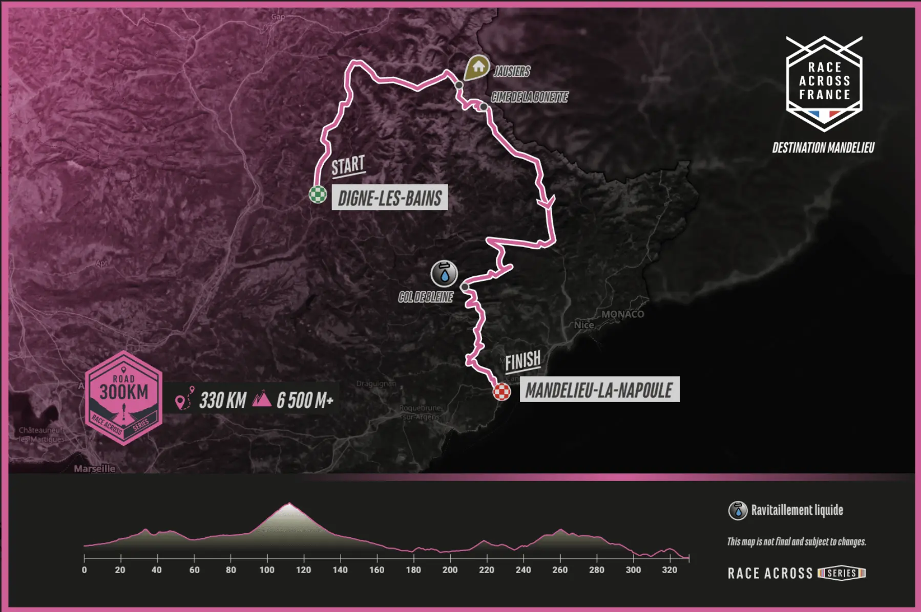 Parcours Race Across France 300 km