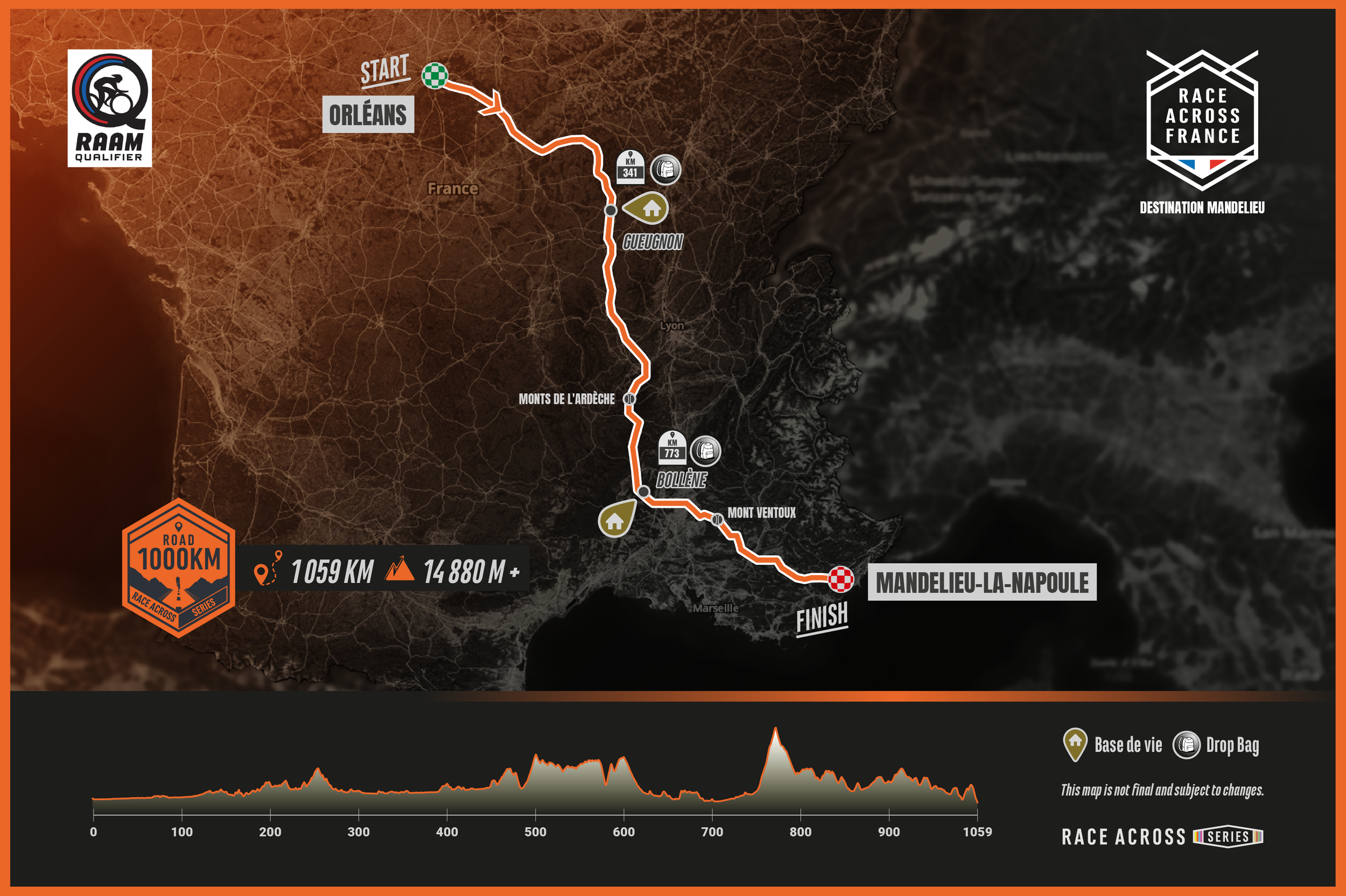 Parcours Race Across France 1000 km