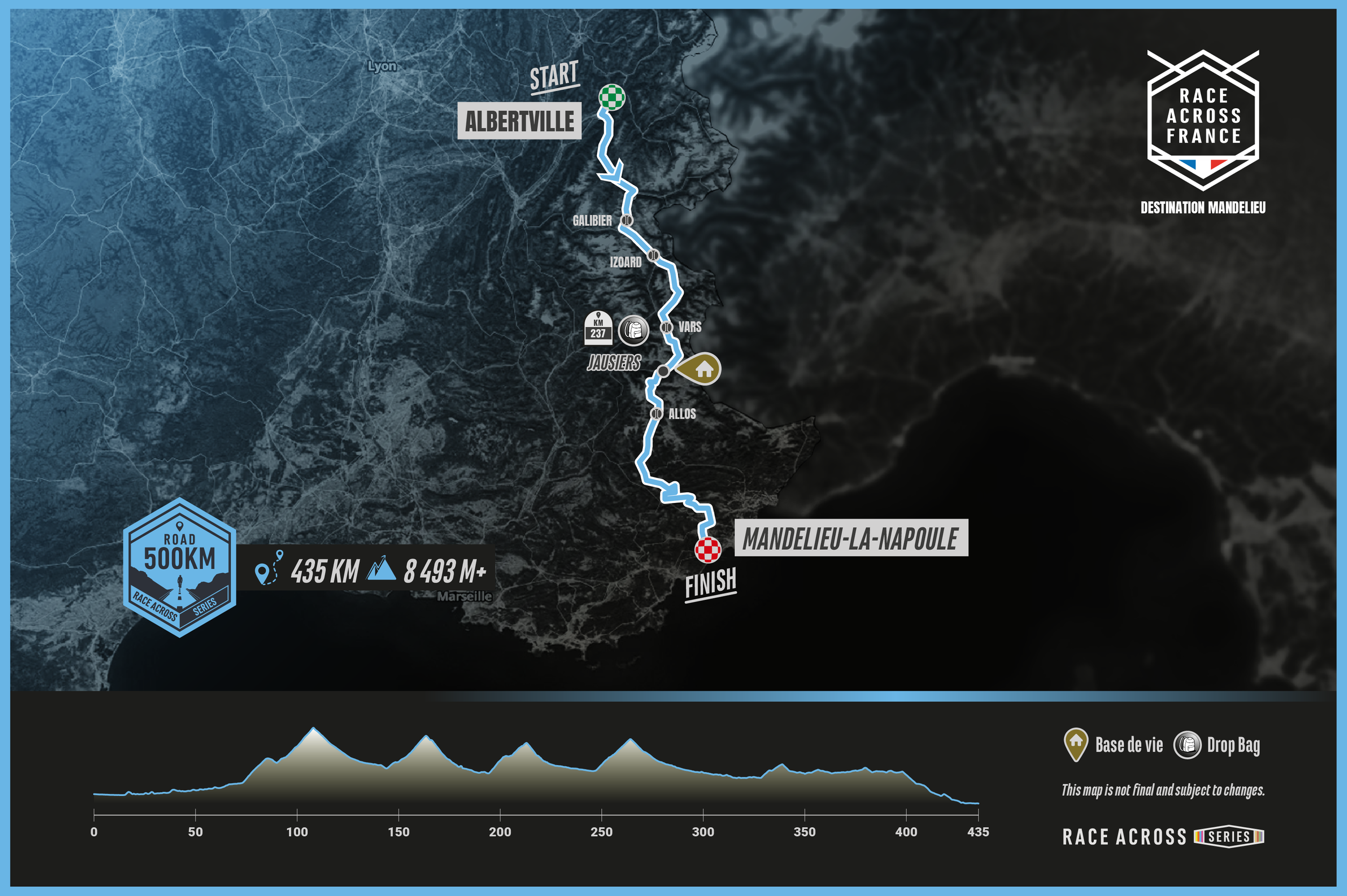 Parcours Race Across France 500 km